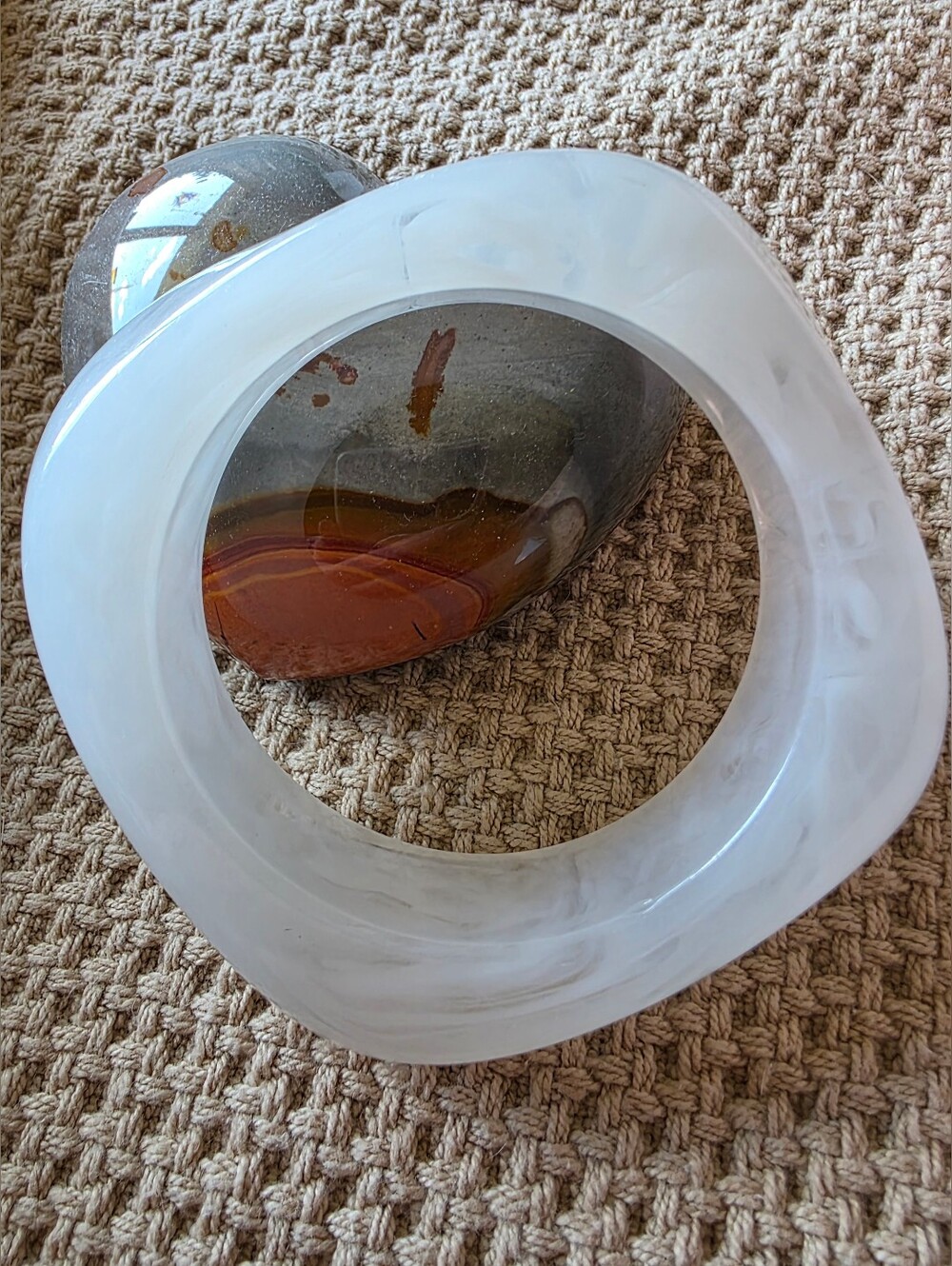 Vintage White Lucite bangle bracelet 1930-1940's.